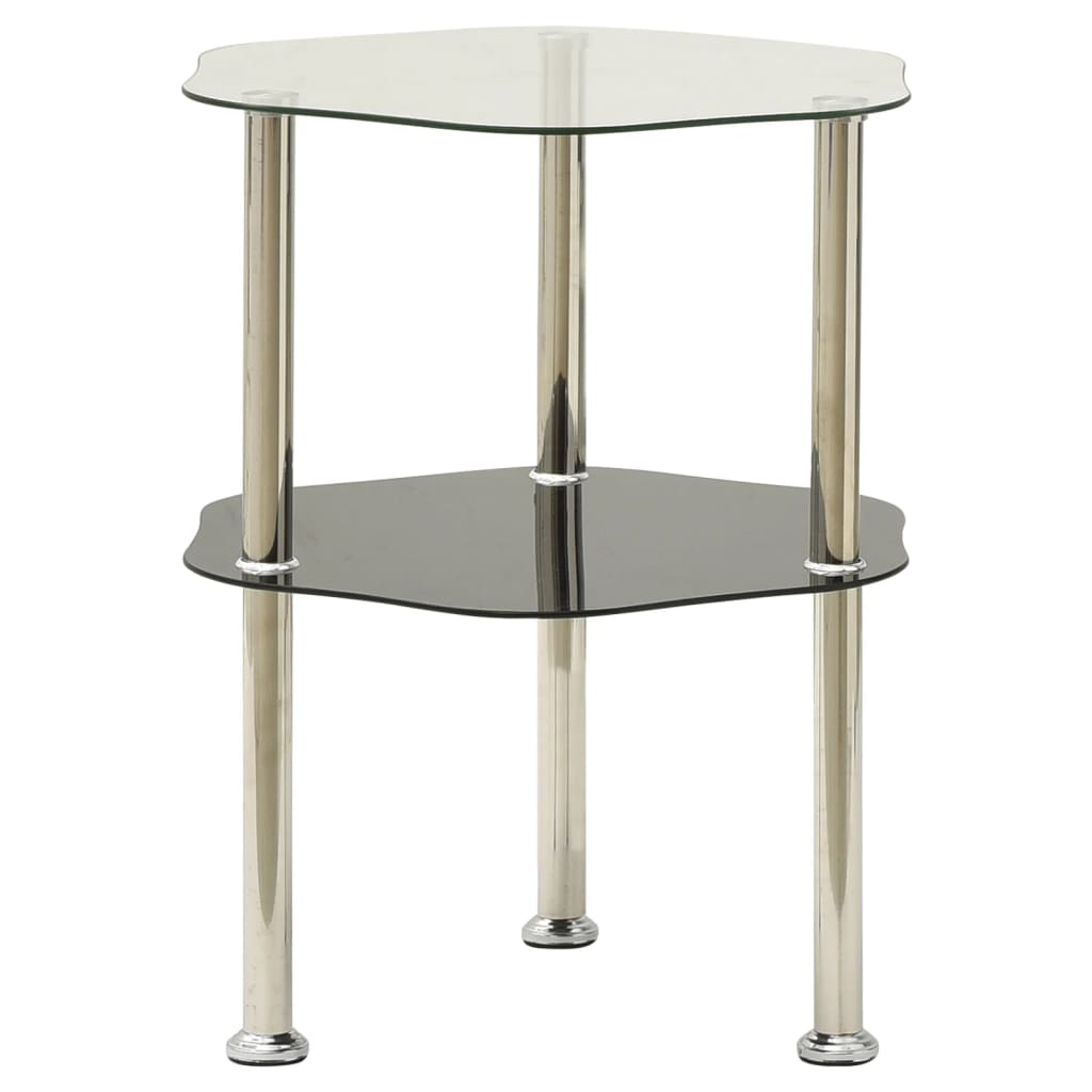 2-Tier Side Table 38X38X50 Cm Tempered Glass