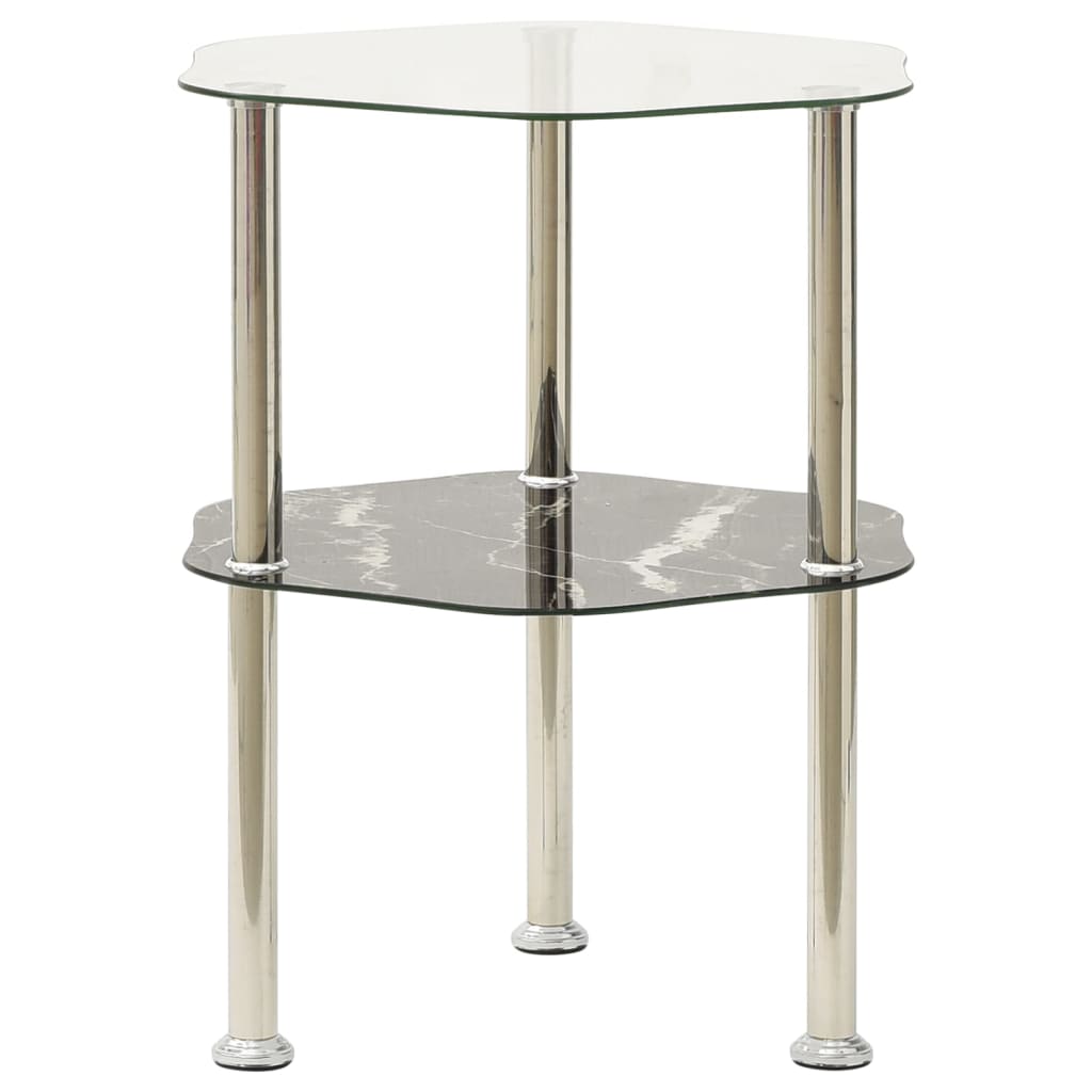 2-Tier Side Table 38X38X50 Cm Tempered Glass