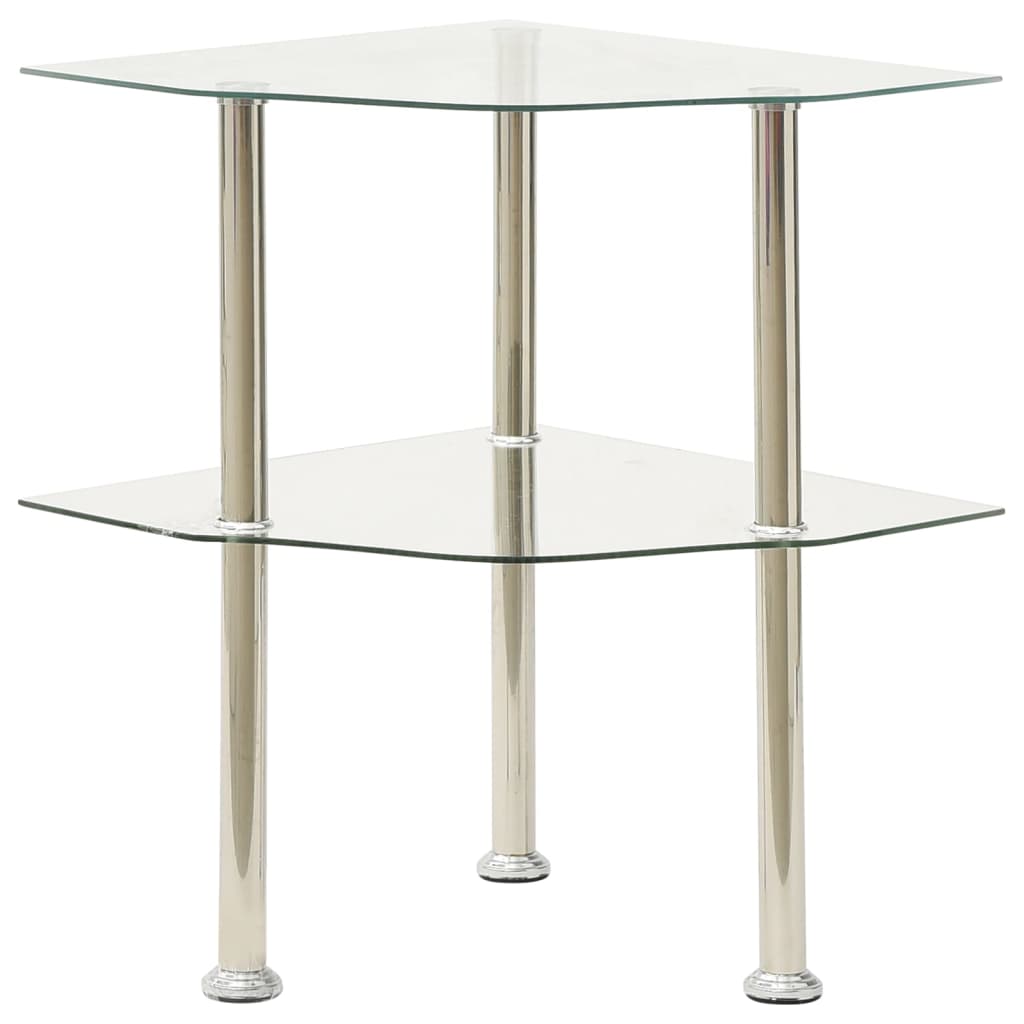 2-Tier Side Table 38X38X50 Cm Tempered Glass