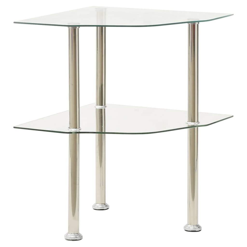 2-Tier Side Table 38X38X50 Cm Tempered Glass