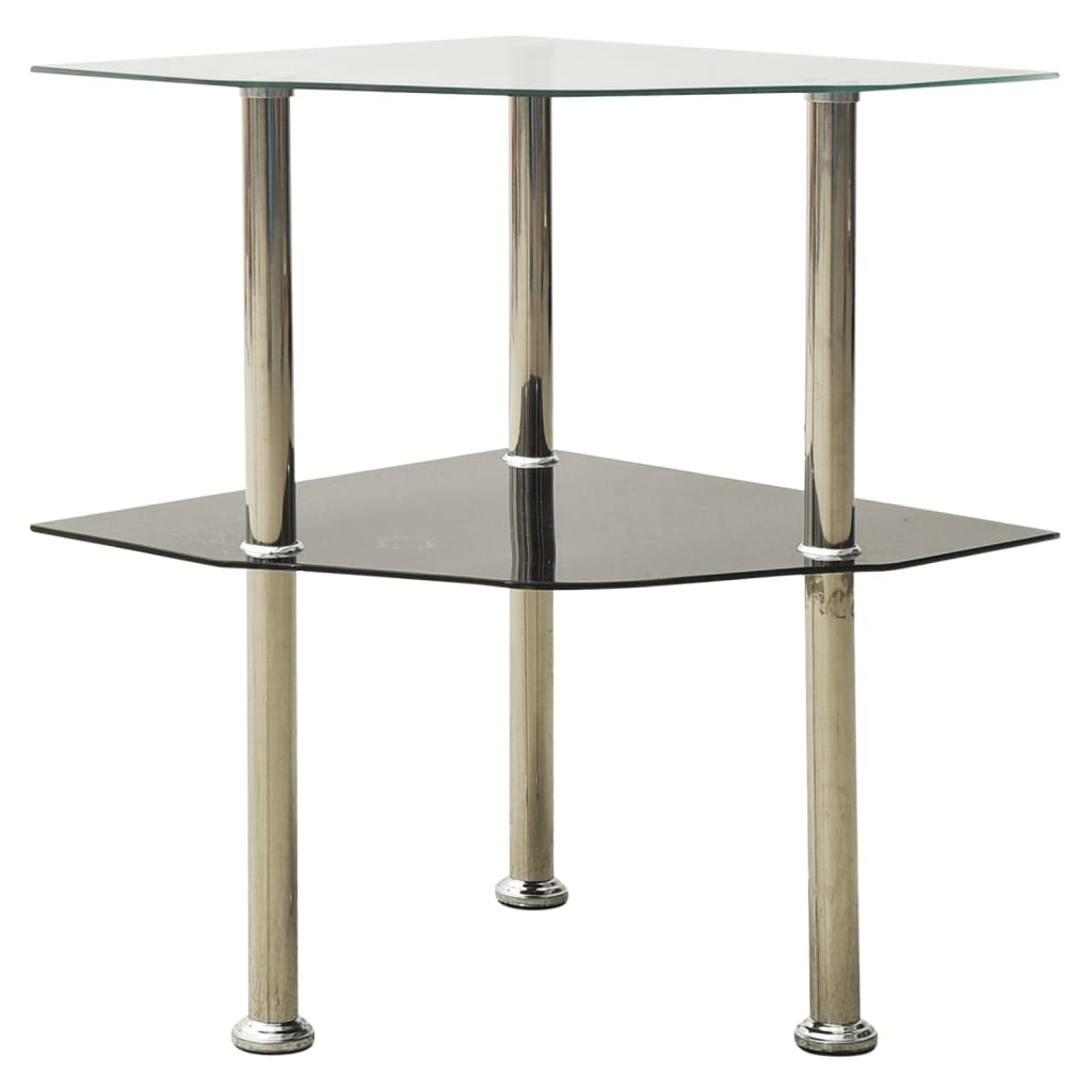 2-Tier Side Table 38X38X50 Cm Tempered Glass