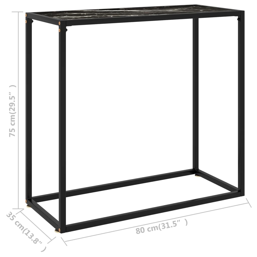 Console Table Black 80X35X75 Cm Tempered Glass