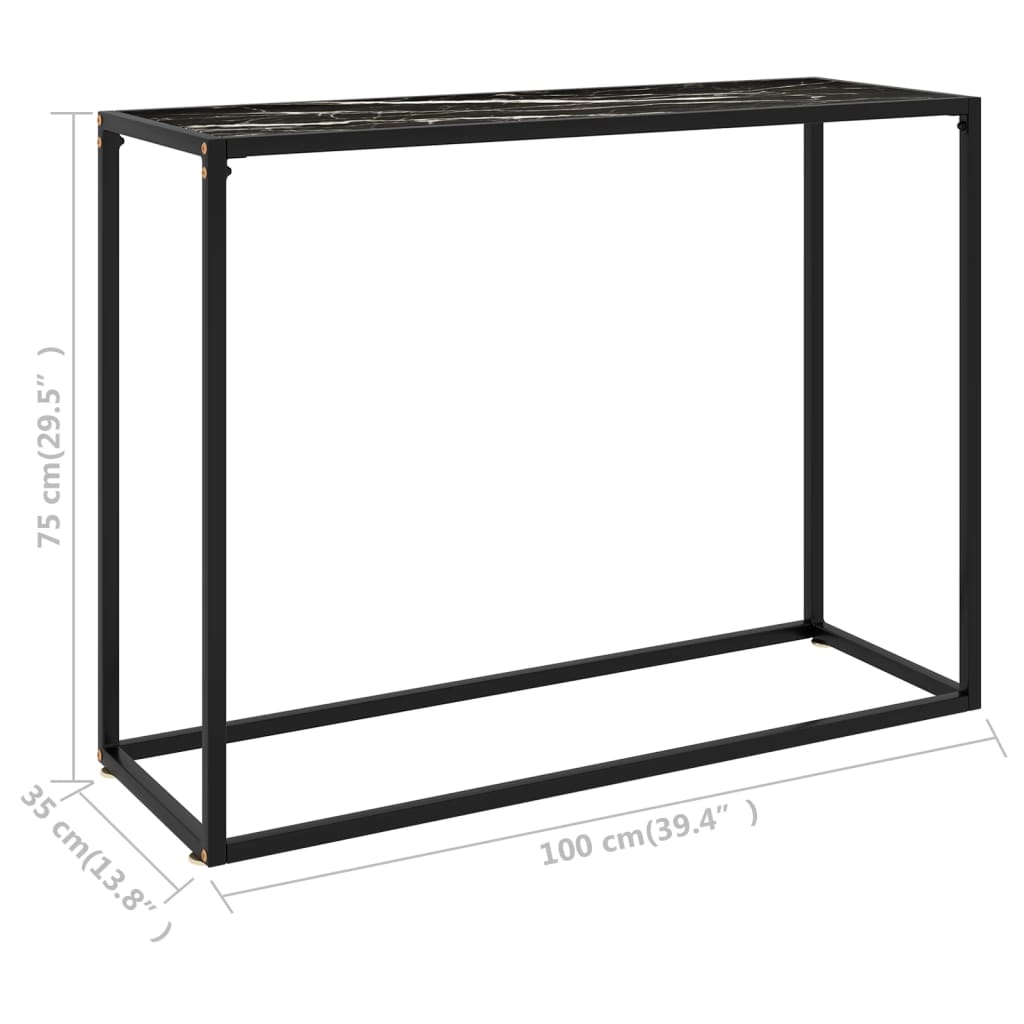 Console Table Black 100X35X75 Cm Tempered Glass