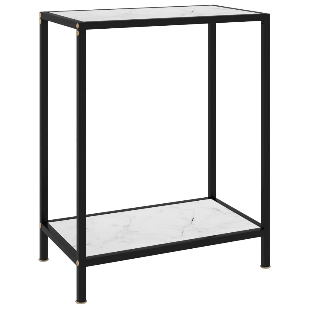 Console Table White 60X35X75 Cm Tempered Glass