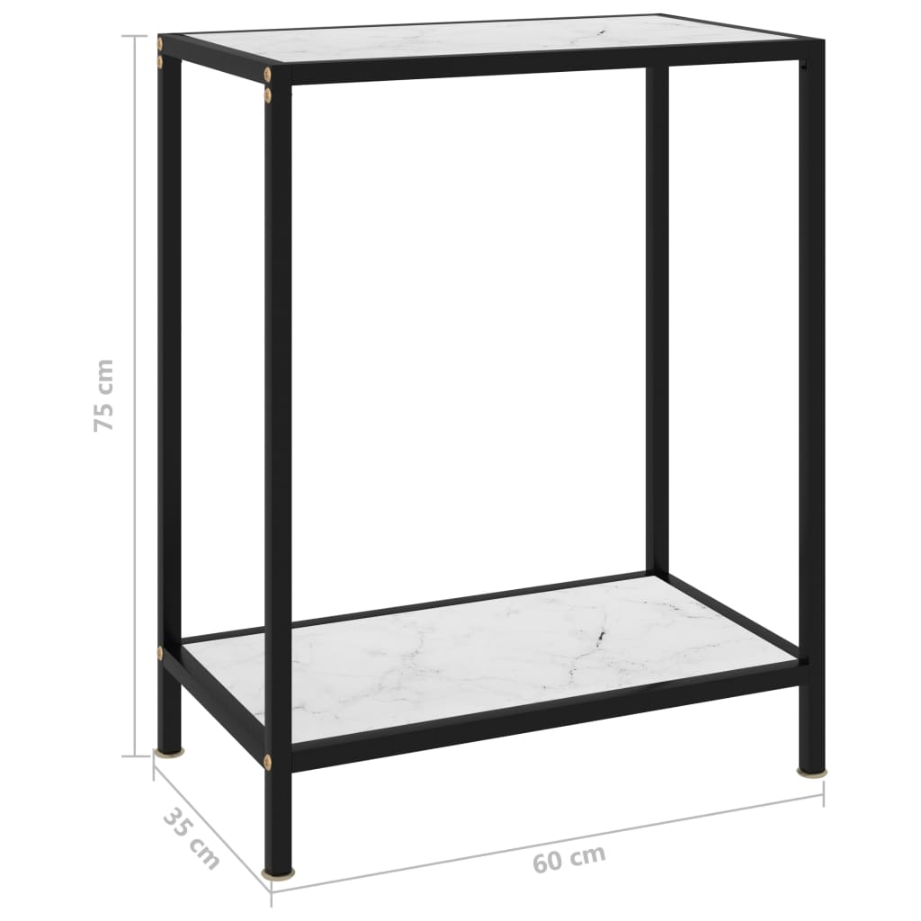 Console Table White 60X35X75 Cm Tempered Glass