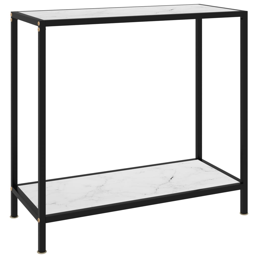 Console Table White 80X35X75 Cm Tempered Glass