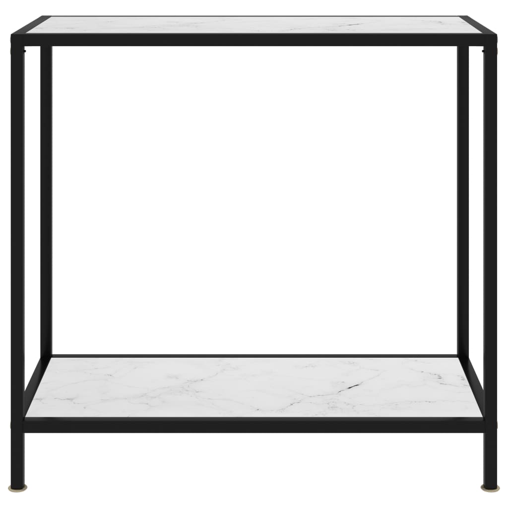 Console Table White 80X35X75 Cm Tempered Glass