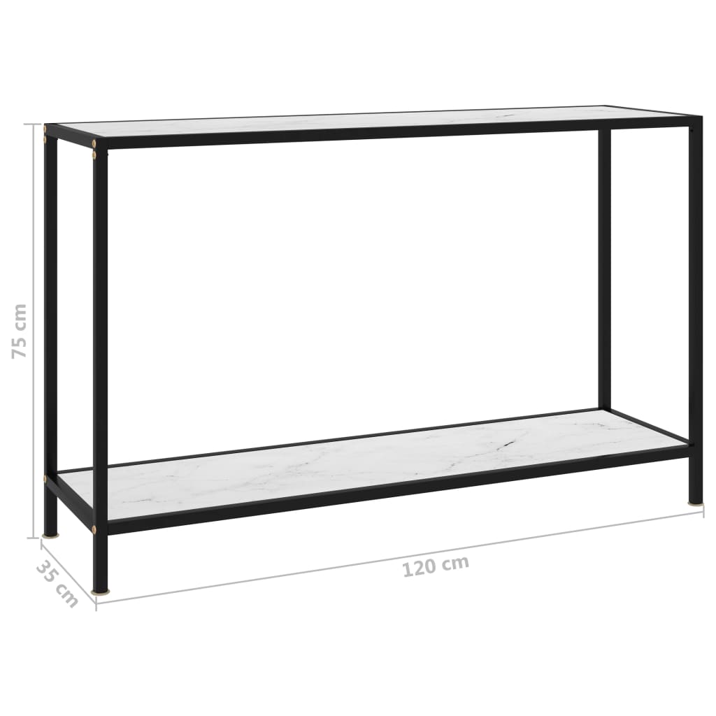 Console Table White 120X35X75 Cm Tempered Glass