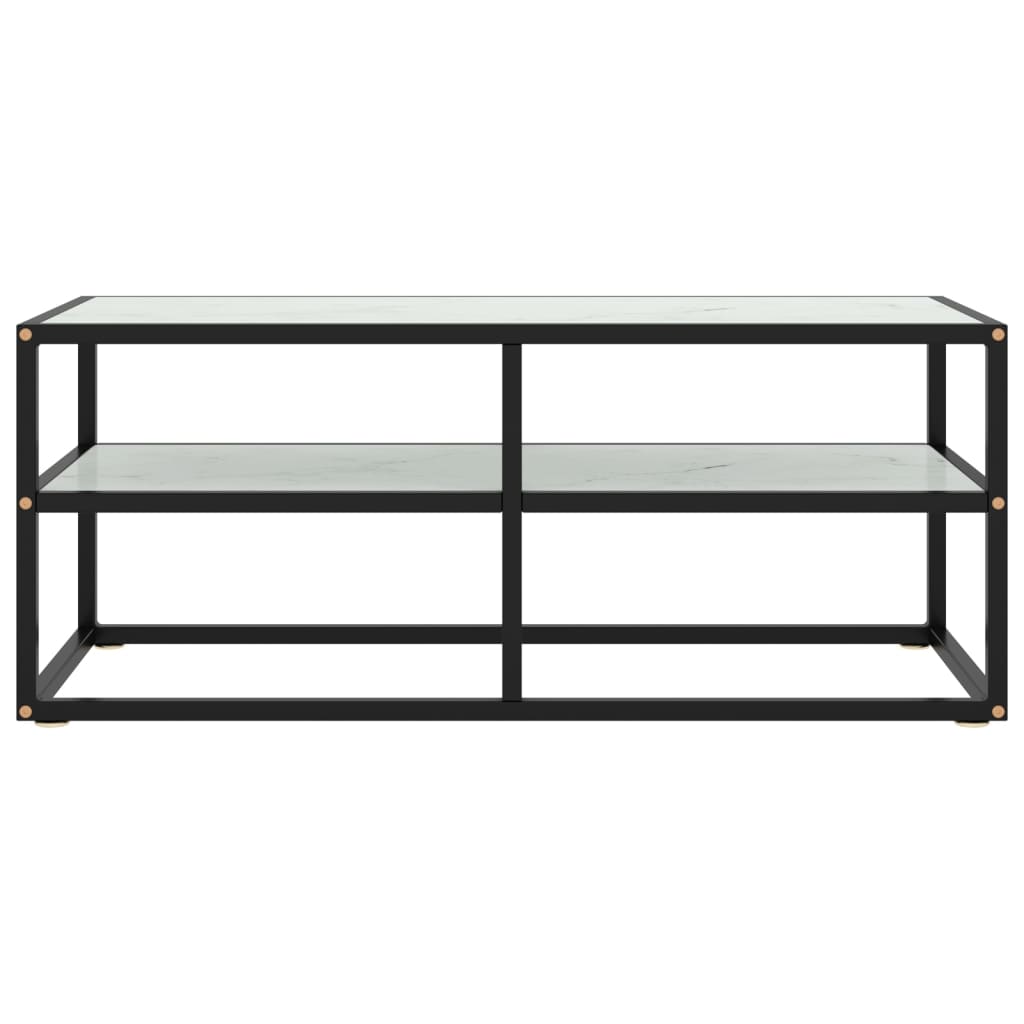Tv Cabinet Black With Marble Glass 100X40X40 Cm