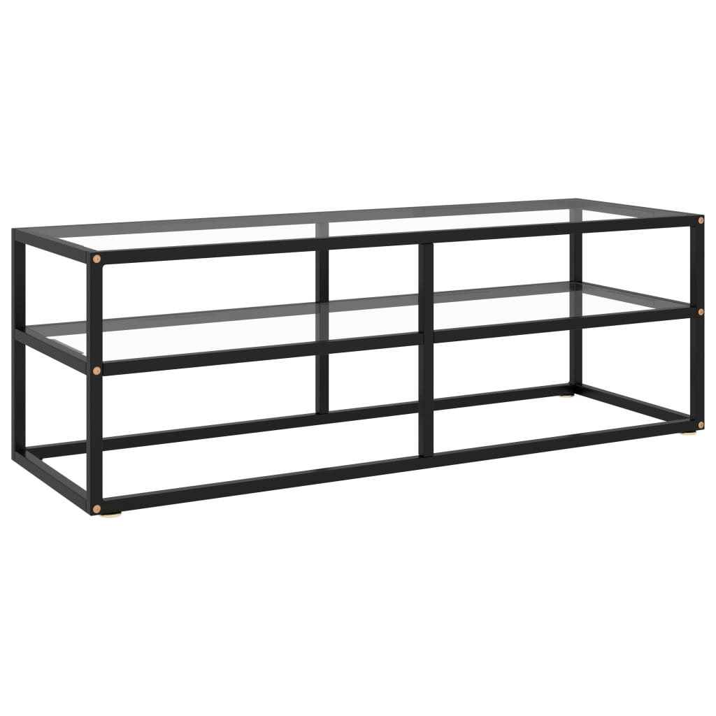 Tv Cabinet Black With Marble Glass 100X40X40 Cm