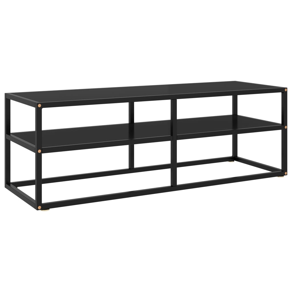 Tv Cabinet Black With Marble Glass 100X40X40 Cm