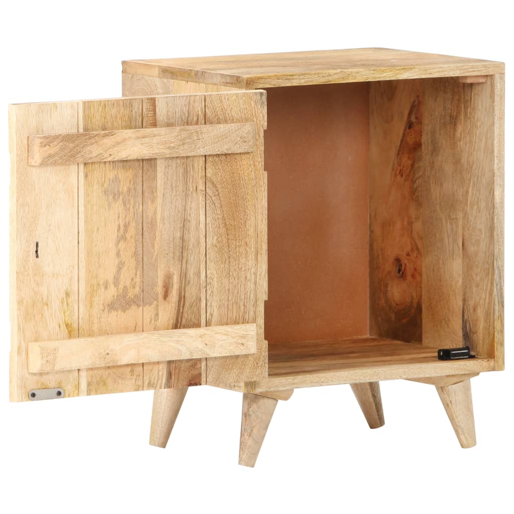 Carved Bedside Cabinet 40X30X50 Cm Solid Mango Wood