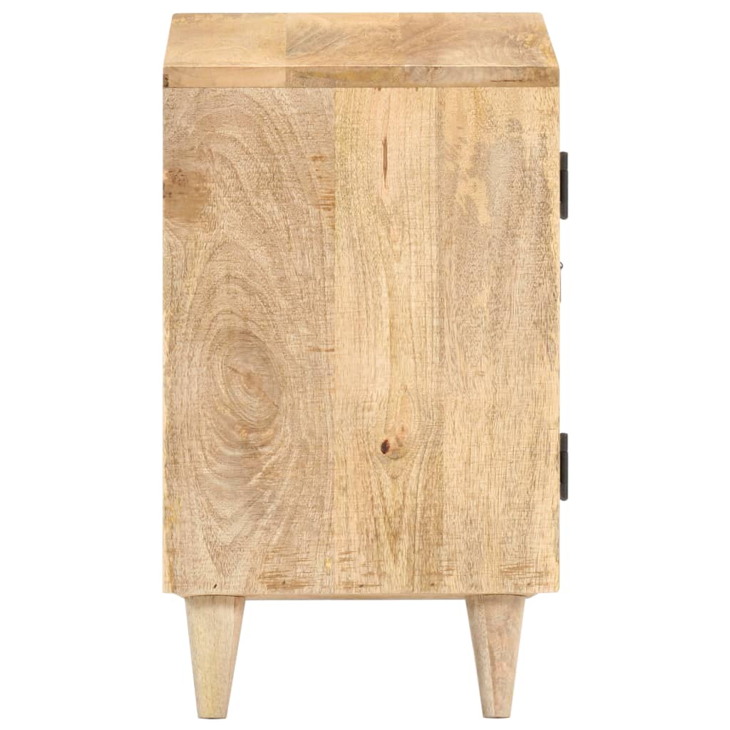 Carved Bedside Cabinet 40X30X50 Cm Solid Mango Wood