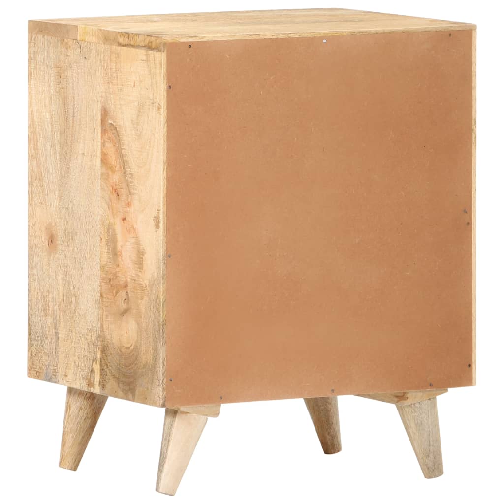 Carved Bedside Cabinet 40X30X50 Cm Solid Mango Wood