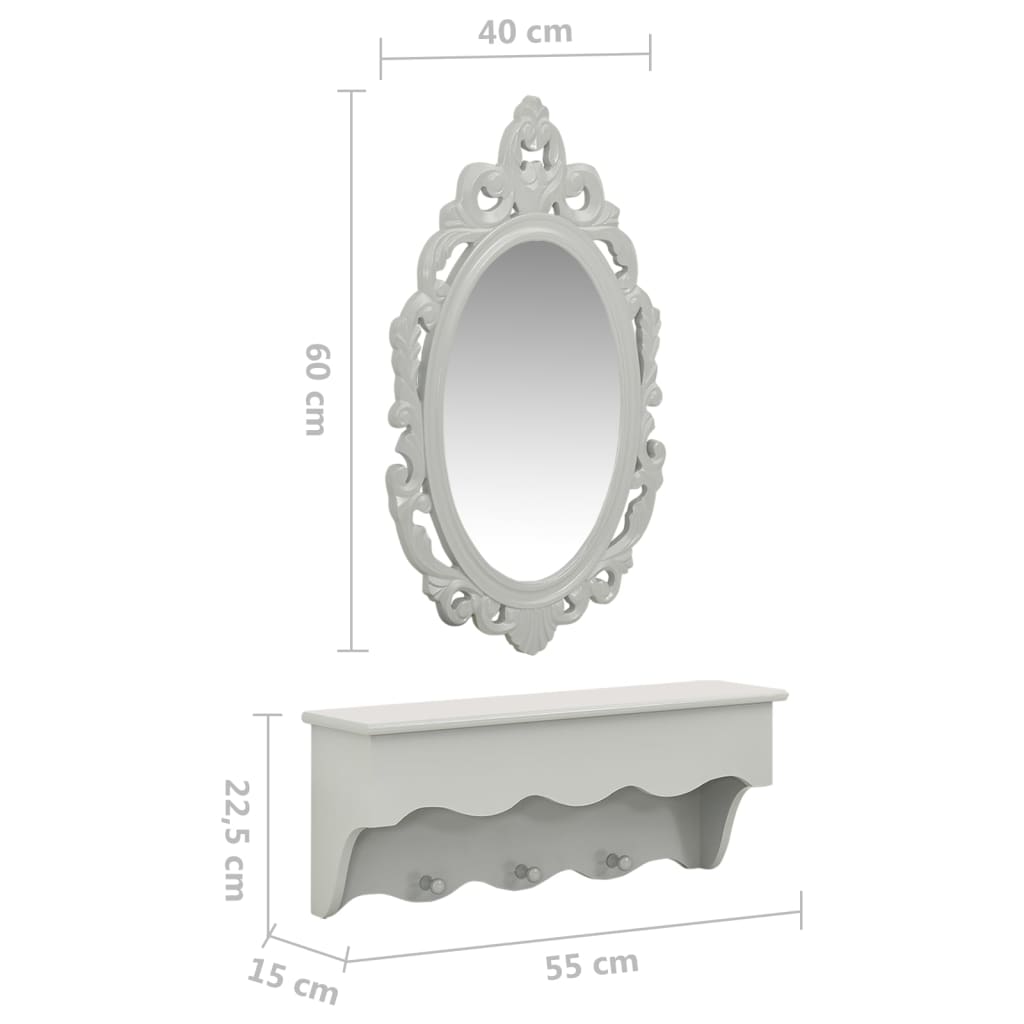 Wall Shelf Set For Keys&Jewelery With Mirror And Hooks