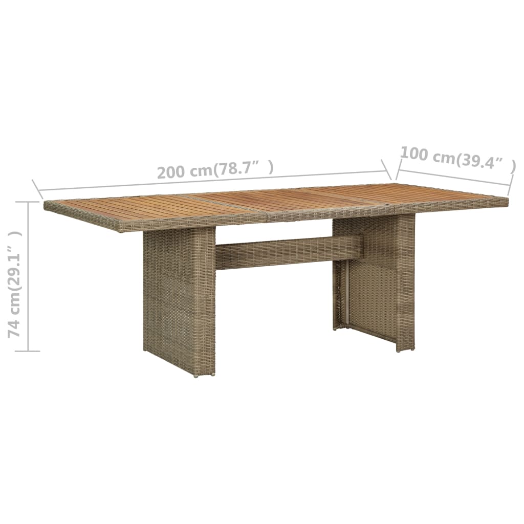 Garden Dining Table 200X100X74 Cm Poly Rattan