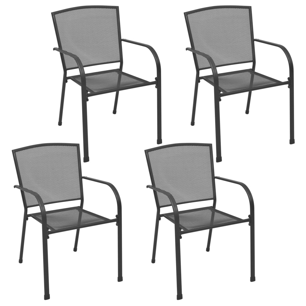 Stackable Garden Chairs 2 Pcs Steel Grey