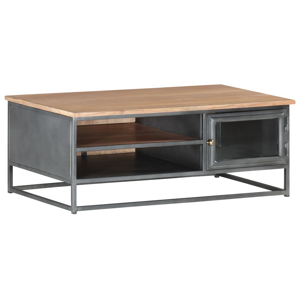 Coffee Table Grey 90X50X35 Cm Solid Acacia Wood