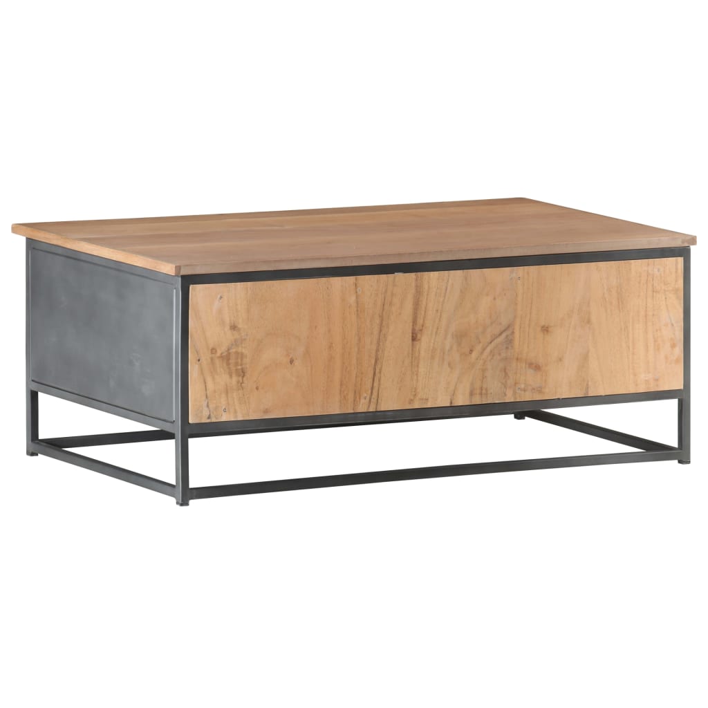 Coffee Table Grey 90X50X35 Cm Solid Acacia Wood
