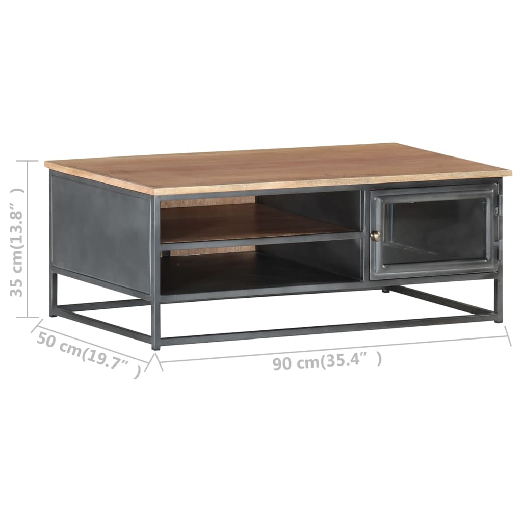Coffee Table Grey 90X50X35 Cm Solid Acacia Wood