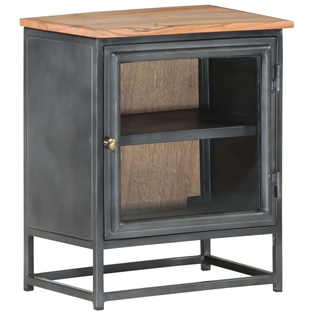 Bedside Cabinet Grey 40X30X50 Cm Solid Acacia Wood