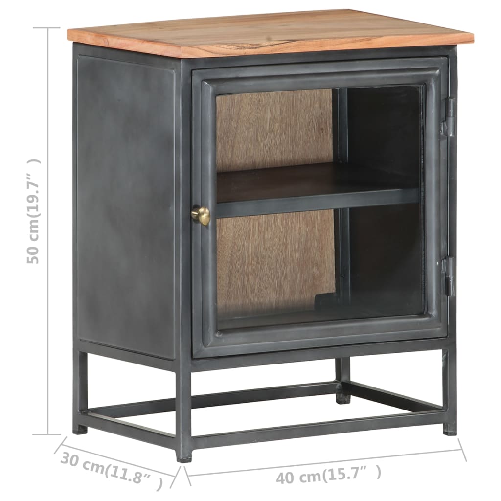 Bedside Cabinet Grey 40X30X50 Cm Solid Acacia Wood