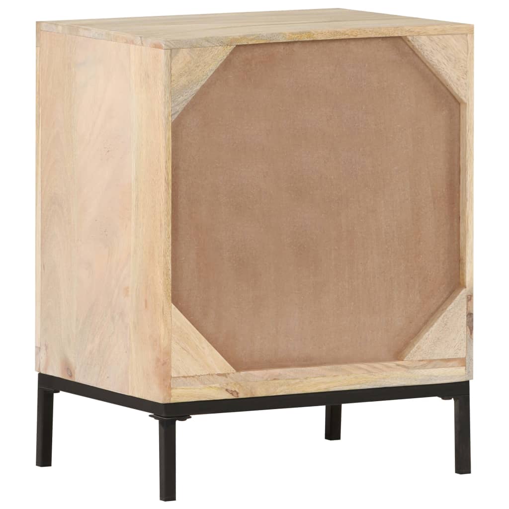 Bedside Cabinet 40X30X50 Cm Solid Mango Wood And Natural Cane