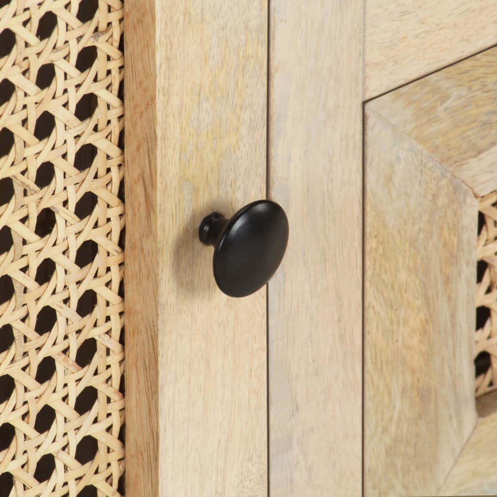 Tv Cabinet 120X30X40 Cm Solid Mango Wood And Natural Cane