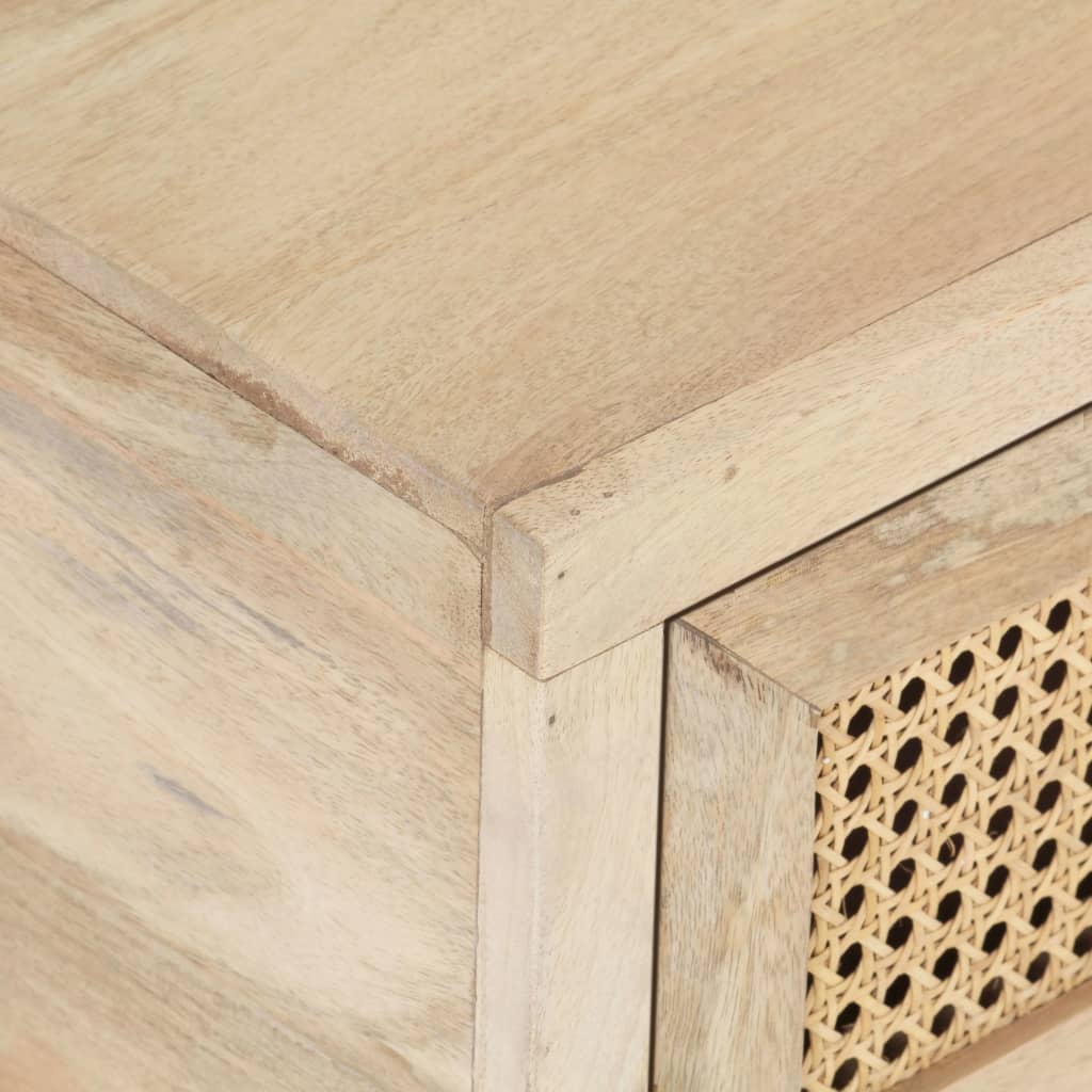 Coffee Table 90X50X37 Cm Solid Mango Wood And Natural Cane