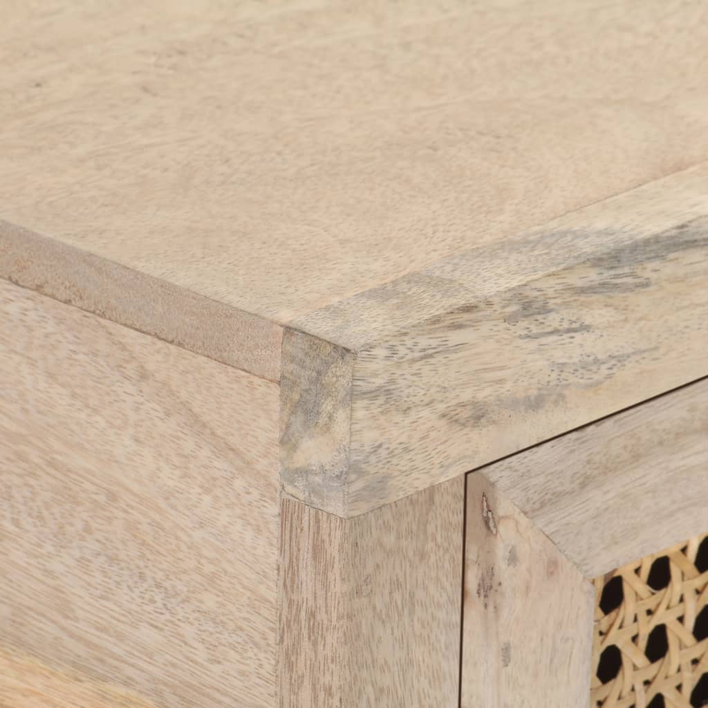 Console Table 100X35X76 Cm Solid Mango Wood And Natural Cane