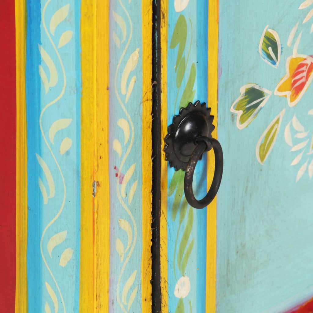 Hand Painted Highboard 40X30X90 Cm Solid Mango Wood