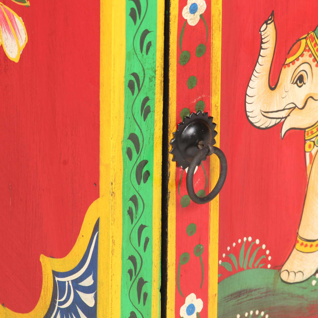 Hand Painted Highboard 40X30X120 Cm Solid Mango Wood