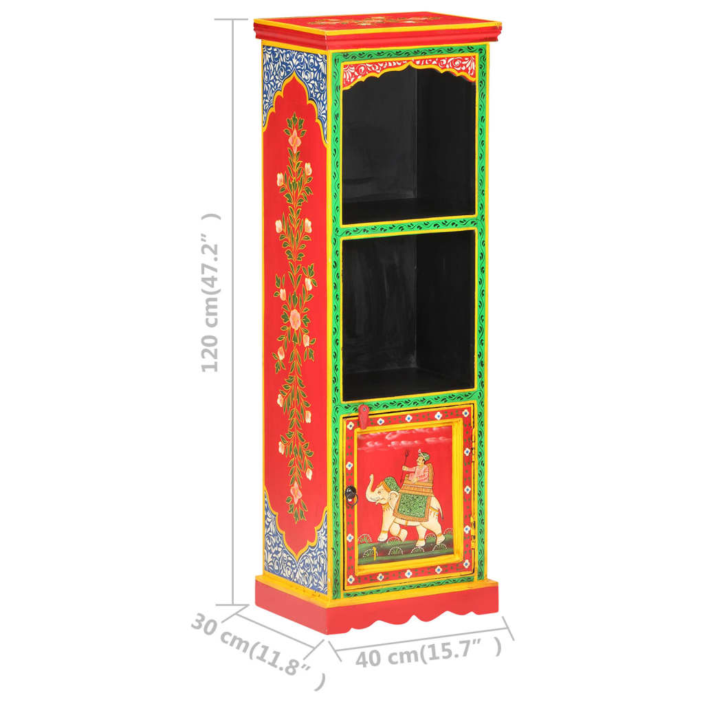 Hand Painted Highboard 40X30X120 Cm Solid Mango Wood