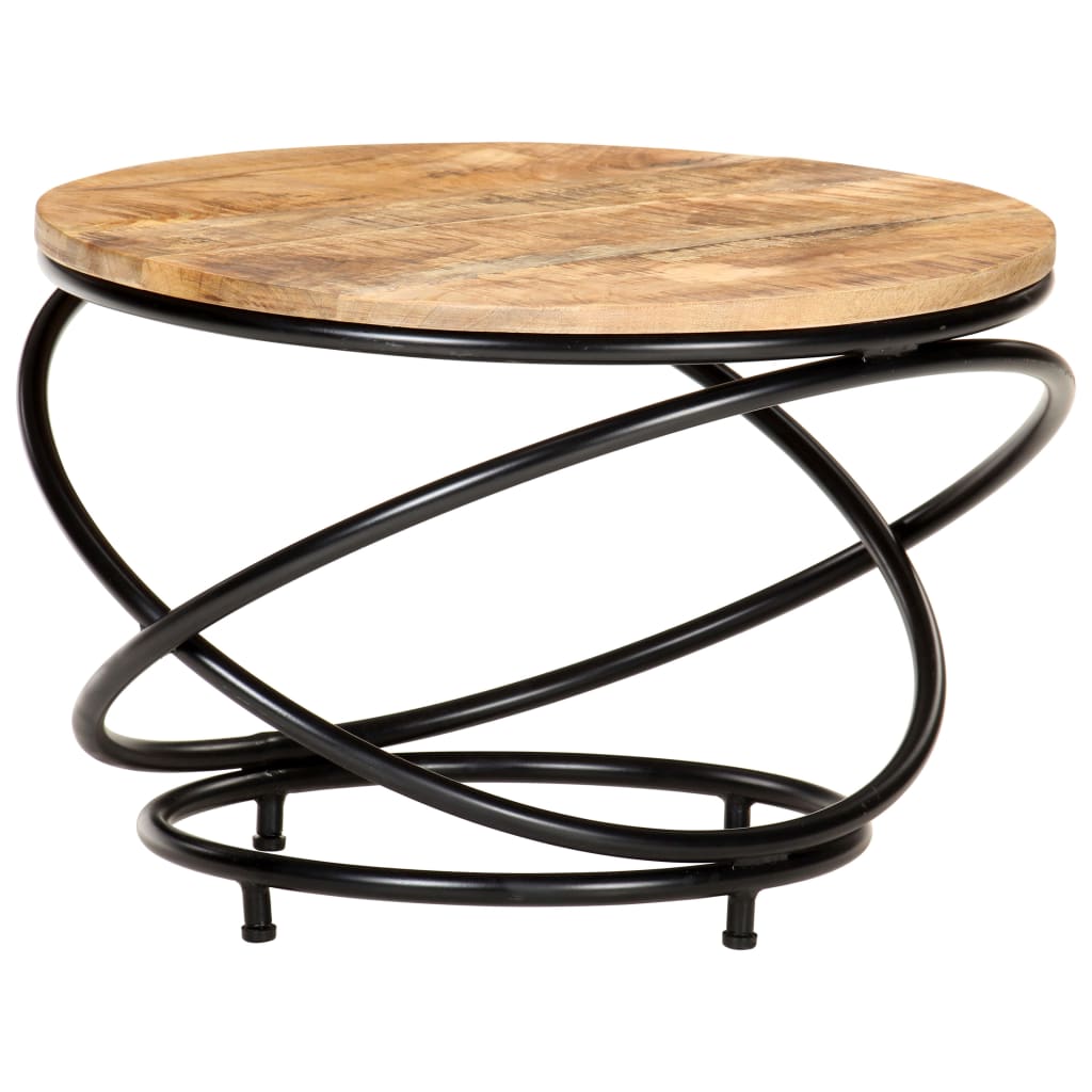 Coffee Table Black 60X Solid Rough Mango Wood