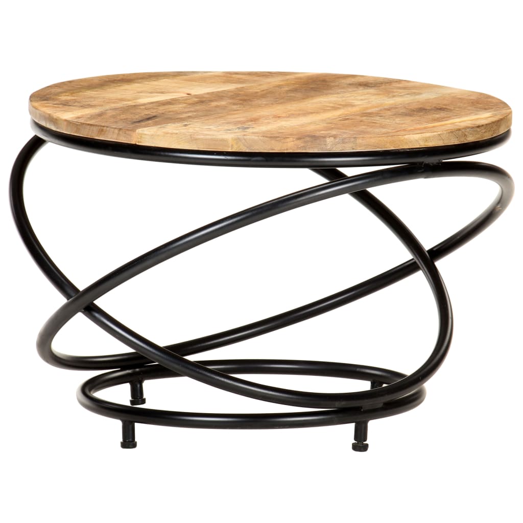 Coffee Table Black 60X Solid Rough Mango Wood