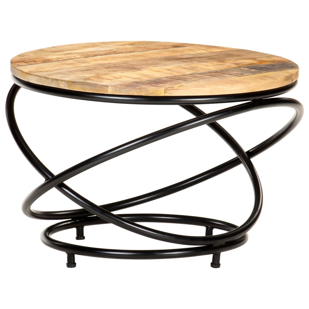 Coffee Table Black 60X Solid Rough Mango Wood