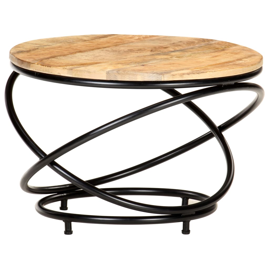 Coffee Table Black 60X Solid Rough Mango Wood