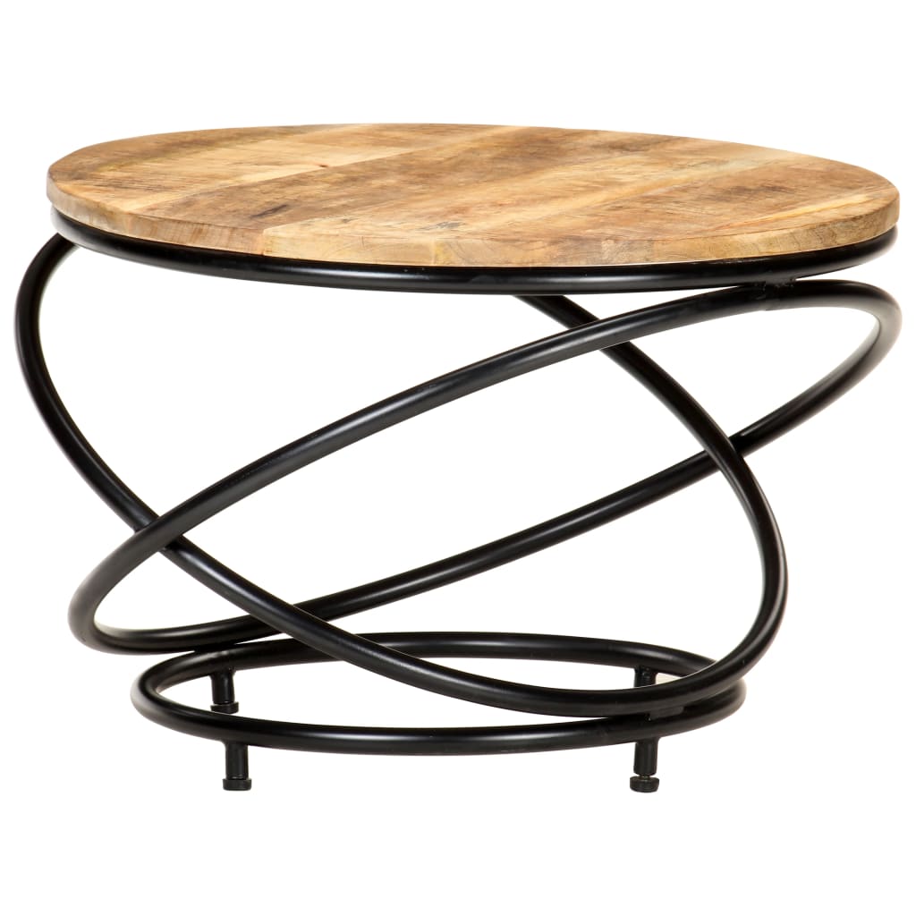 Coffee Table Black 60X Solid Rough Mango Wood