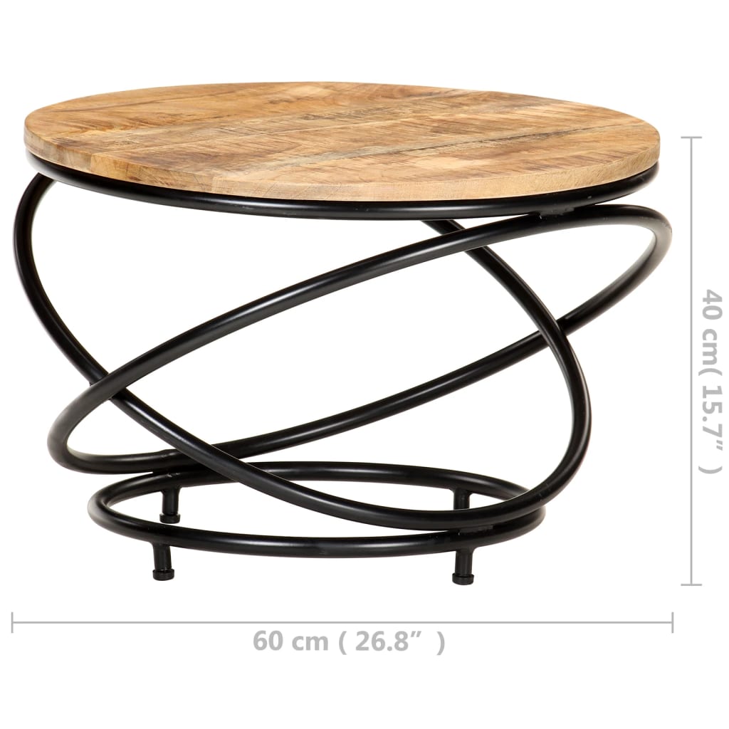 Coffee Table Black 60X Solid Rough Mango Wood