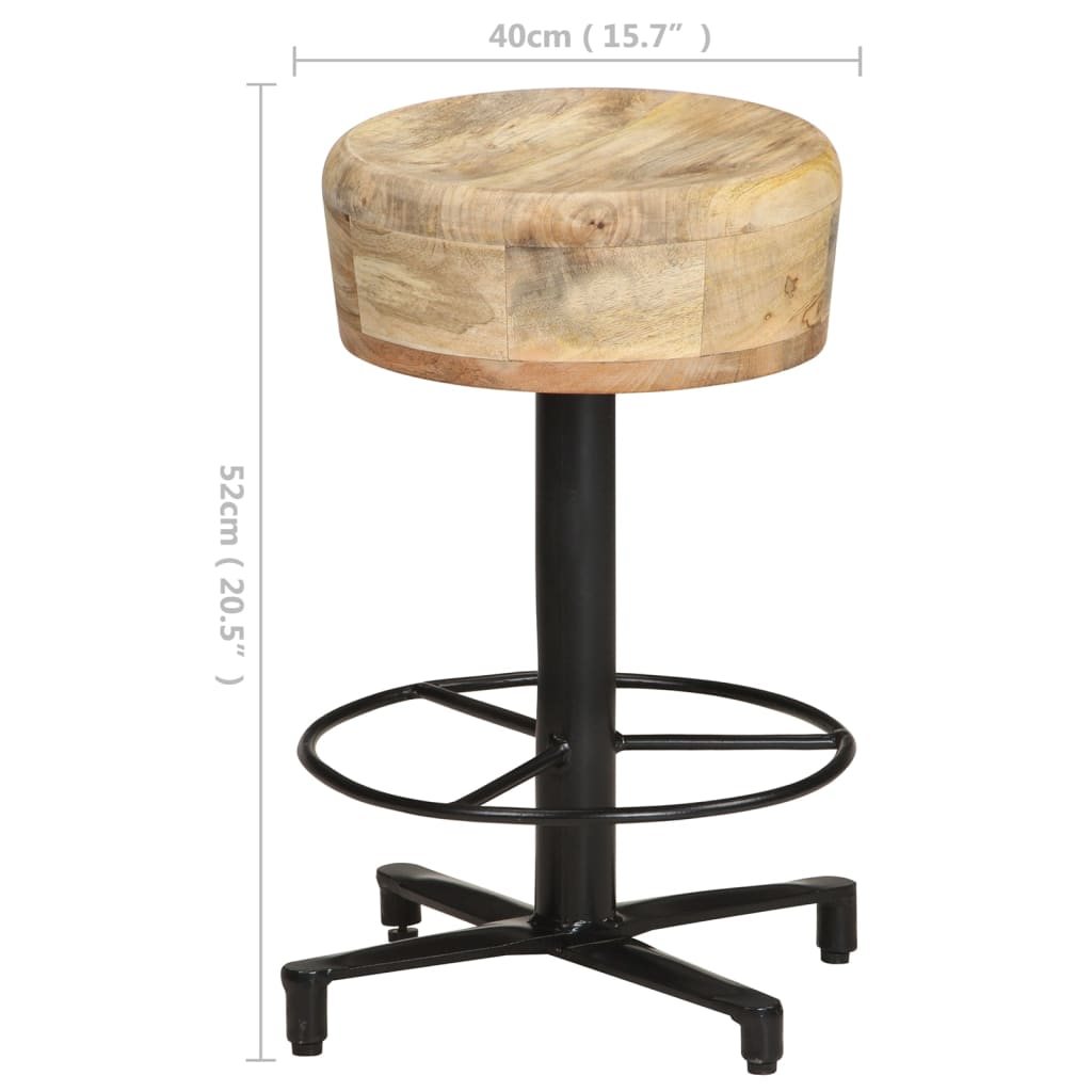 Bar Stools 2 Pcs Solid Mango Wood