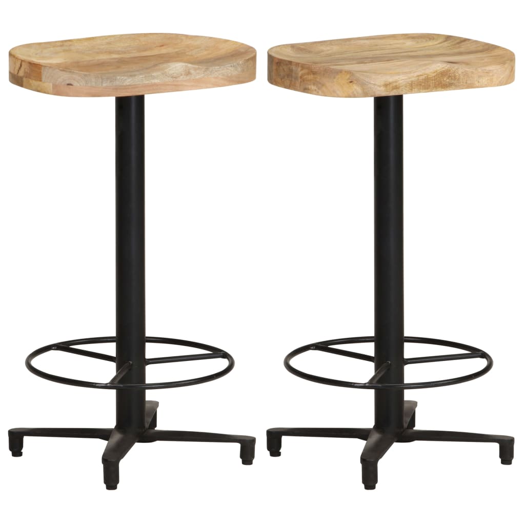 Bar Stools 2 Pcs Solid Mango Wood