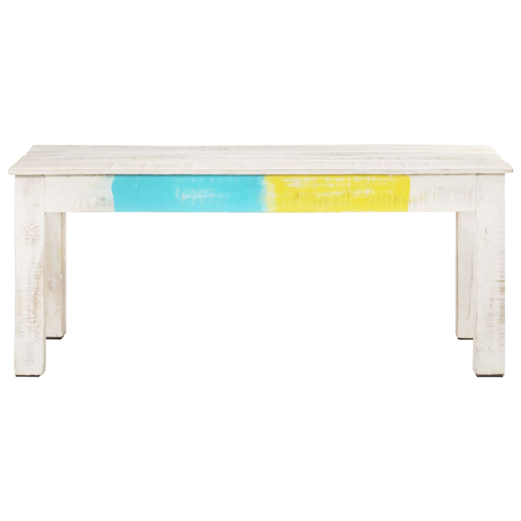 Coffee Table White 110X60X45 Cm Solid Mango Wood