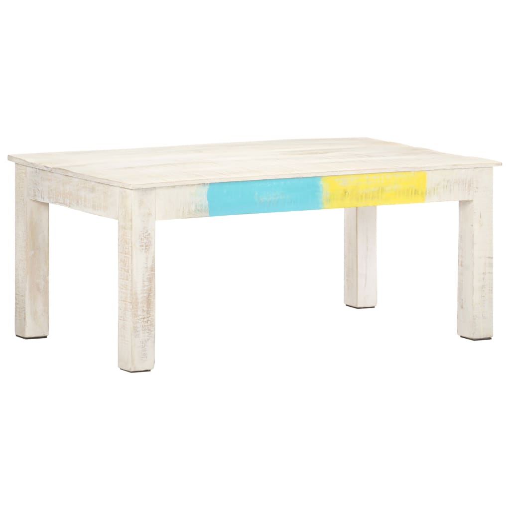 Coffee Table White 110X60X45 Cm Solid Mango Wood