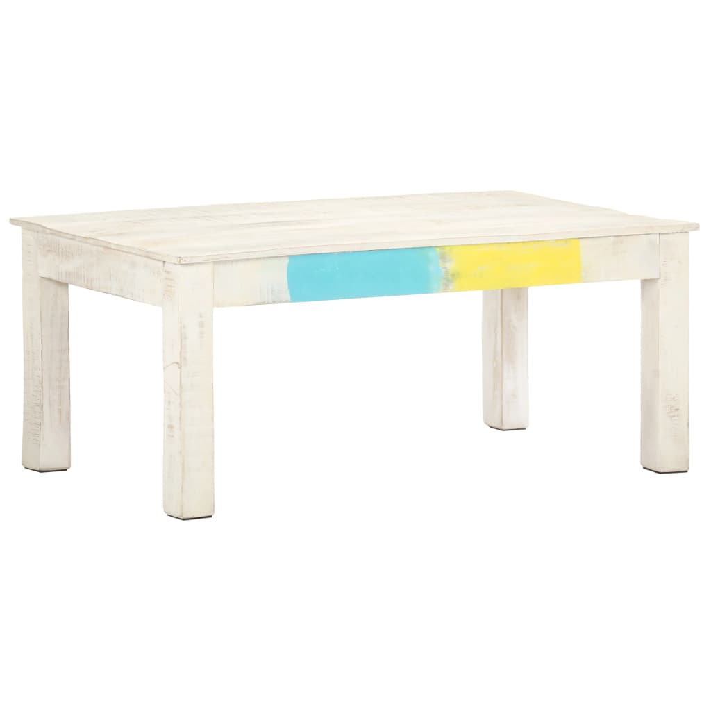 Coffee Table White 110X60X45 Cm Solid Mango Wood