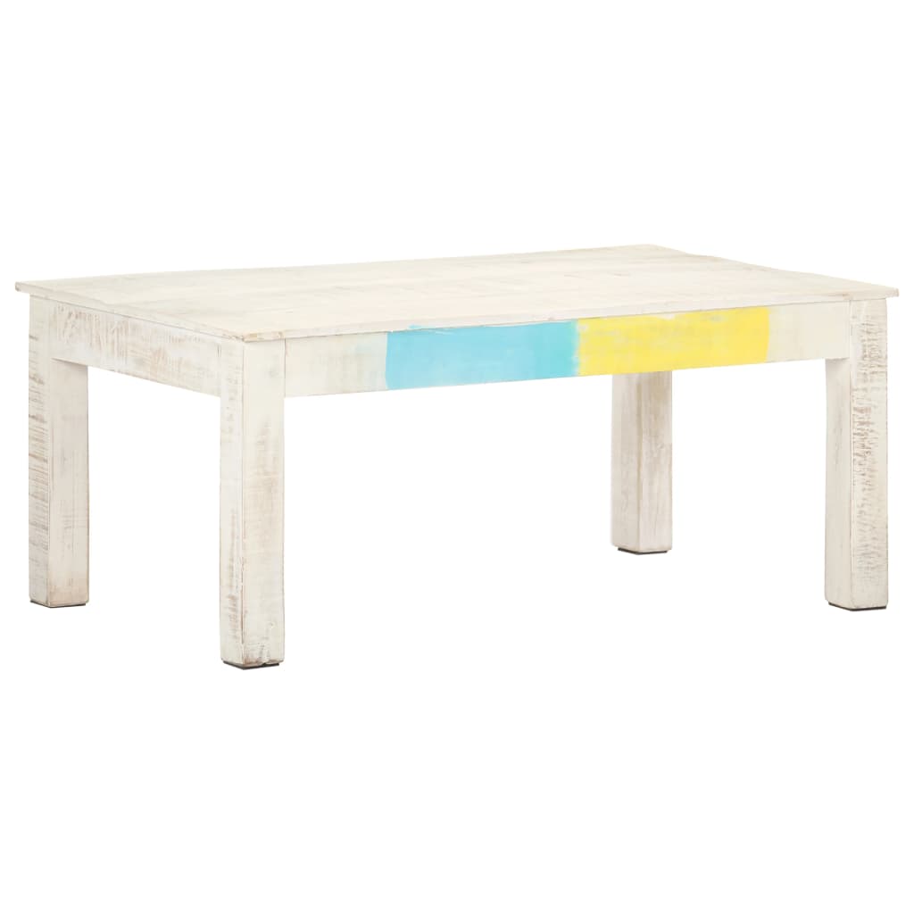 Coffee Table White 110X60X45 Cm Solid Mango Wood