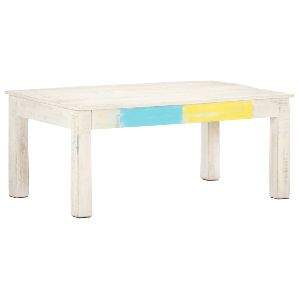 Coffee Table White 110X60X45 Cm Solid Mango Wood