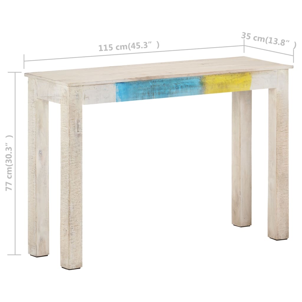 Console Table White 115X35X77 Cm Rough Mango Wood