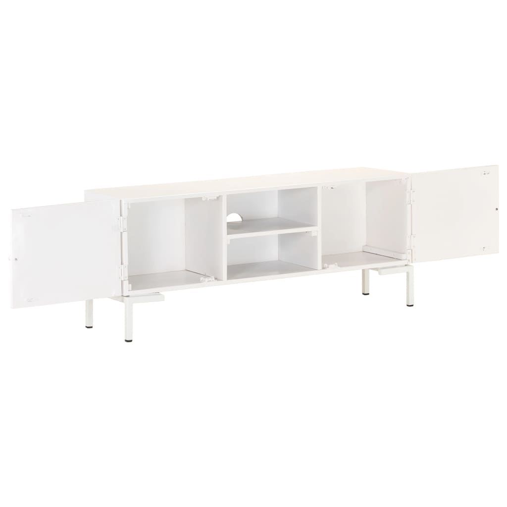 Tv Cabinet White 115X30X46 Cm Solid Mango Wood