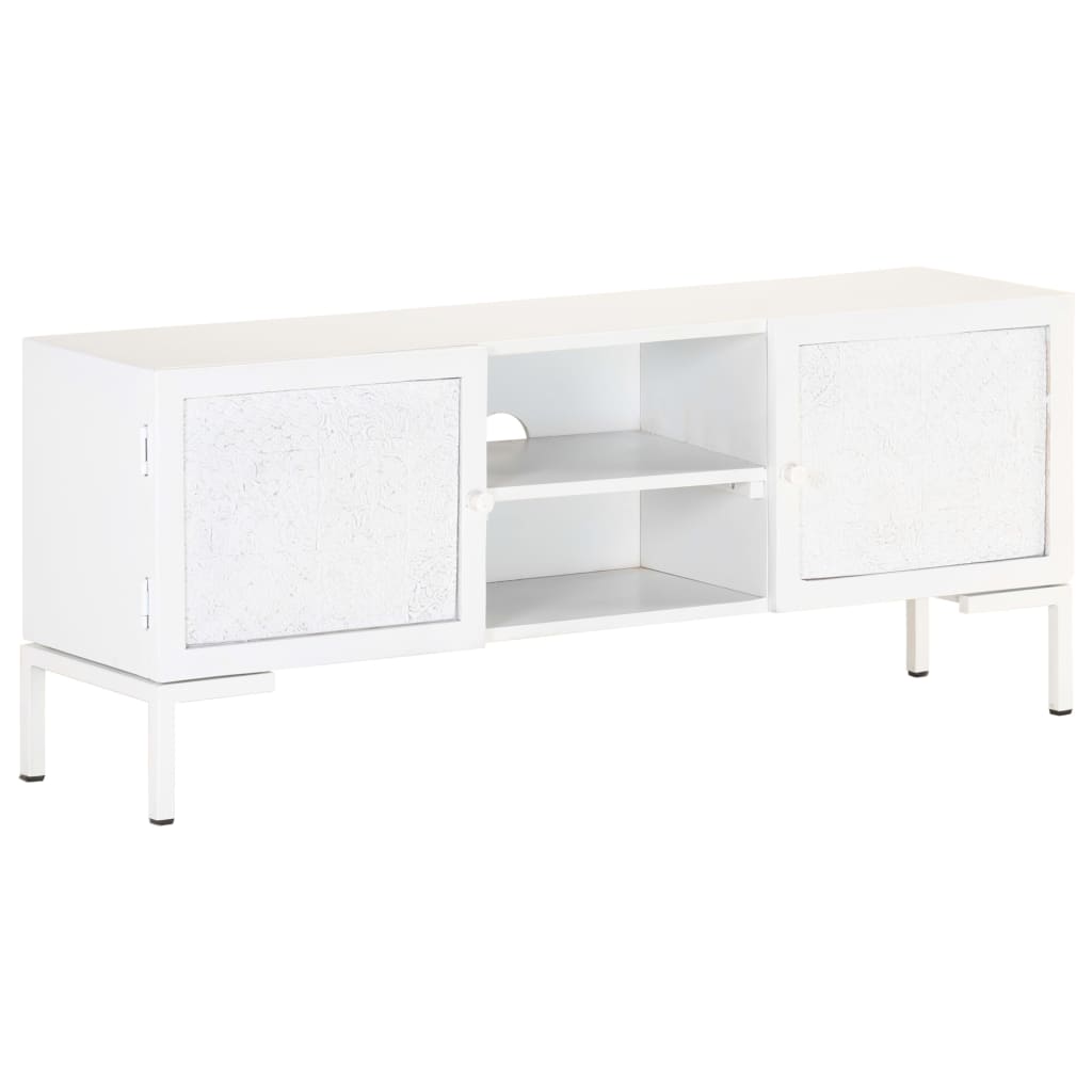 Tv Cabinet White 115X30X46 Cm Solid Mango Wood