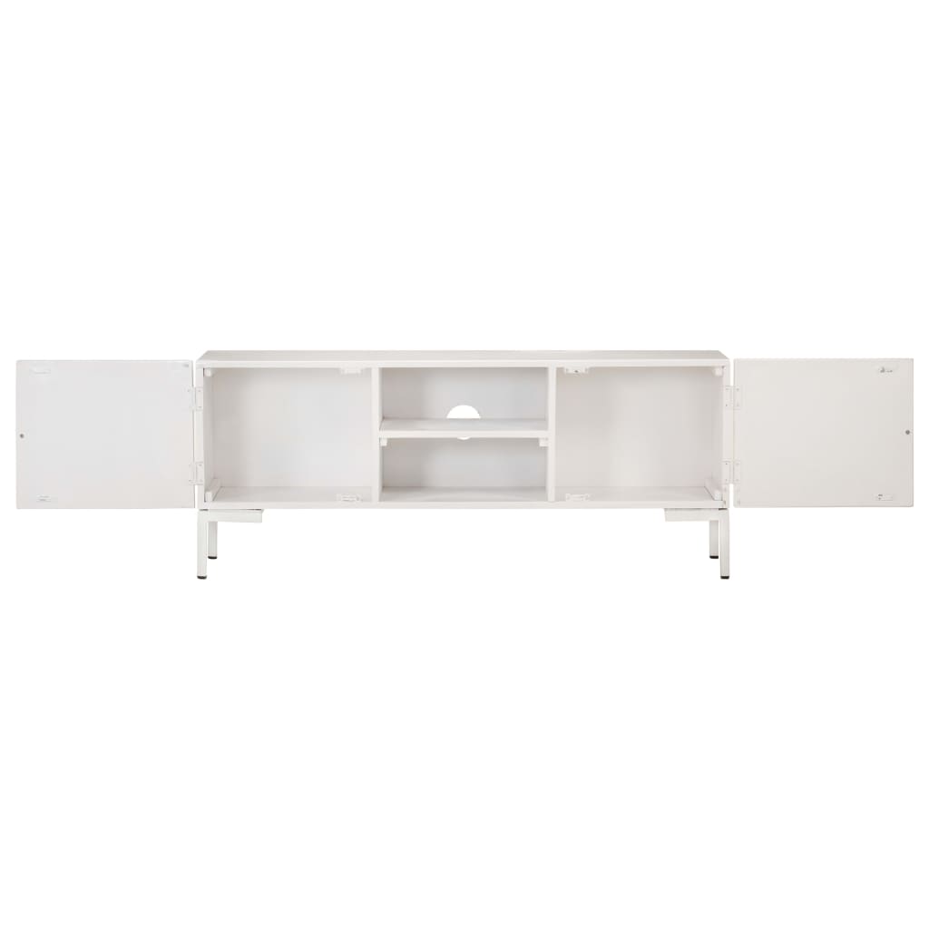 Tv Cabinet White 115X30X46 Cm Solid Mango Wood